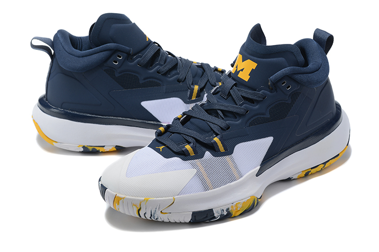 Jordan Zion I Navy Blue White Yellow Shoes - Click Image to Close